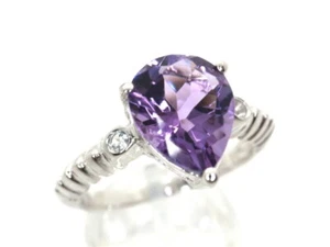 GOLDJUNGE69 * HARRY IVENS EDELSTEIN RING (18)  AMETHYST TROPFEN   * 925er SILBER - Bild 1 von 4