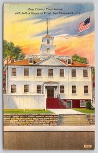 Postcard Kent County Court House East Greenwich Rhode Island Linen - Picture 1 of 2