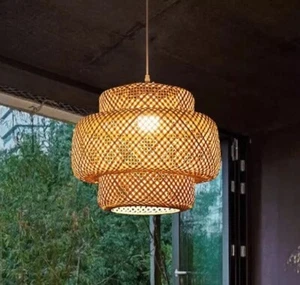 19.7 Inch Vintage Handmade Bamboo Light Fixture Bohemian Pendant Light ( 1-pcs ) - Picture 1 of 7