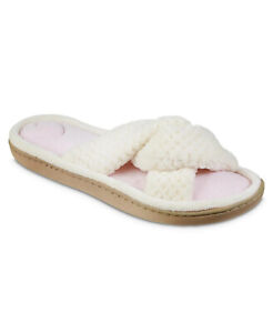 ISOTONER Womens Slippers Popcorn Eco Microterry Slides Memory Foam Large $30 NWT
