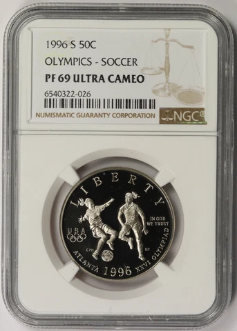 1996-S Olympics Soccer Modern Commemorative 50C Proof PF 69 Ultra Cameo NGC Cover