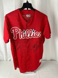 Mitch Williams & Darren Daulton signed autographed Phillies red jersey JSA - Picture 1 of 7