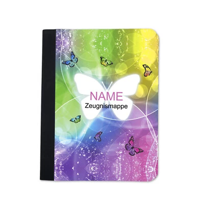 MAUS-DESIGN Zeugnismappe Mädchen Schmetterling personalisiert mit Name Urkundenmappe A4+