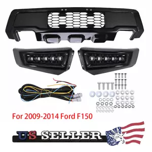 Black For 2009-2014 Ford F150 Steel Front Bumper W/LED Fog Light Raptor Style - Picture 1 of 15