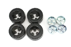 Meccano Spare Parts Plastic Tyres with Die-cast Metal Hubs - Picture 1 of 4
