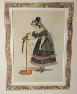 Dame Bresilienne Woman With Parrot Brazilian Engraving Rare Framed Chaubard Sc. - Picture 1 of 17