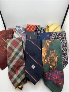 Polo Ralph Lauren Necktie Lot Of 13 Silk And Wool Office Equestrian Tartan Plaid - Picture 1 of 23
