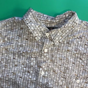 David Taylor Collection Men's Size XL Short Sleeve Geometric Brown Plaid Shirt - Picture 1 of 6