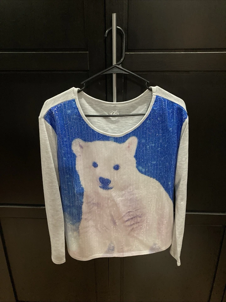 Justice блестками длинным рукавом рубашка для девочек размер 18 ** РЕДКАЯ!!** Винтажный!! 2008 - Изображение 1 из 3