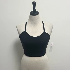 Kira Grace Black Warrior Y Back Crop Top Sports Bra Scoop Neck Shelf Bra Medium - Picture 1 of 11