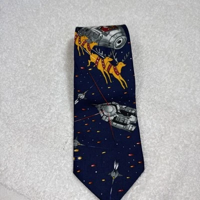 Corbata estilo italiano Marco Polo Santa en una nave espacial con reno Foto 1 de 3
