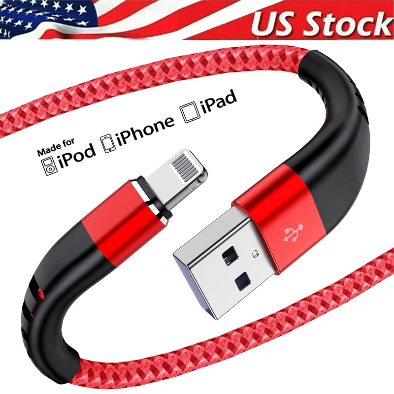 Cable Cargador Rápido Trenzado Resistente USB Lote Cable Para iPhone 14 13 12 11 X XR 8 Foto 1 de 4