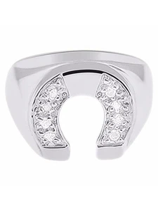 RYLOS 925 STERLING SILVER DIAMOND DESIGNER LUCKY HORSESHOE RING SIZE 8-15 - Picture 1 of 5