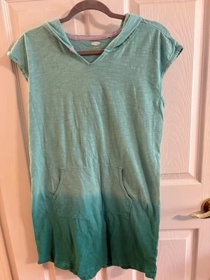 Antiguo azul marino para niñas Dip Dye sin mangas con capucha cubierta de natación verde XXL 16 Foto 1 de 3