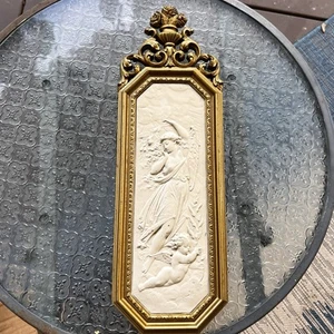 VTG MCM 1967 pr Angel & Cherub Plaque Hollywood Regency Ornate Rocco Resin #7059 - Picture 1 of 10