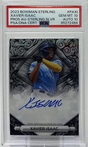Xavier Isaac Rookie Auto PSA 10/10 -2023 Bowman Sterling Prospects ‘Silver’ /100 - Picture 1 of 8