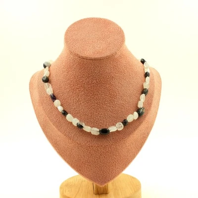 Collana Perle Pietra di Luna India + Quarzo A Inclusioni Di Taglia Personnali - Immagine 1 di 4