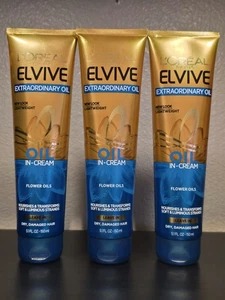 Lot of 3 - Loreal Paris Elvive Extraordinary Leave In Oil Cream 5.1 oz - Picture 1 of 2