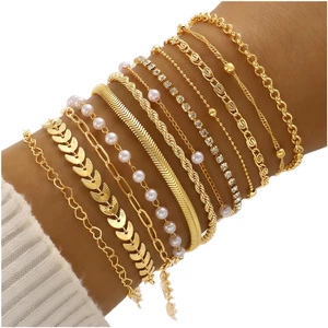 12 Piece Heart Shape Alloy Bracelet Set For Women Adjustable Wrist Size - Picture 1 of 6