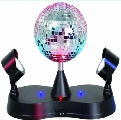 LED Peak Due Rotating Mirror Disco Ball with 2 Adjustable LED Light Projector - Image 1 of 4