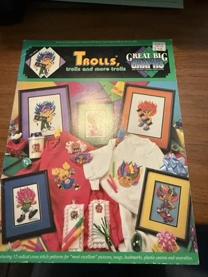 Vintage TROLLS DOLLS Cross Stitch Pattern Booklet Leaflet Great Big Graphs - Image 1 of 3