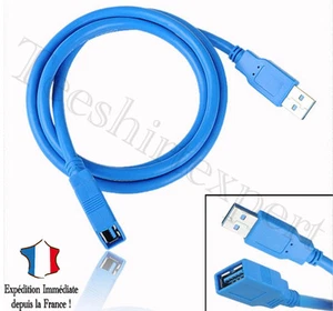 Câble Cordon Rallonge USB 3.0 Mâle à Femelle - 1,8M Neuf - Usb 3 extension Bleu - Zdjęcie 1 z 1