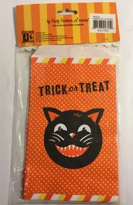 New 12 Party Partners Retro 2-sided TRICK OR TREAT PARTY FAVOR BAGS CAT PUMPKIN - Picture 1 of 5