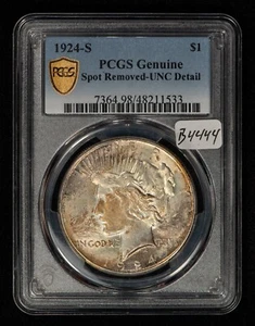 1924-S $1 Peace Dollar - Nice Natural Look - PCGS UNC Detail - VIDEO - B4444 - Picture 1 of 4