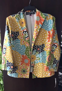 Vintage Painted Pony Vibrant Floral Jacket Size M Made In USA - Picture 1 of 7