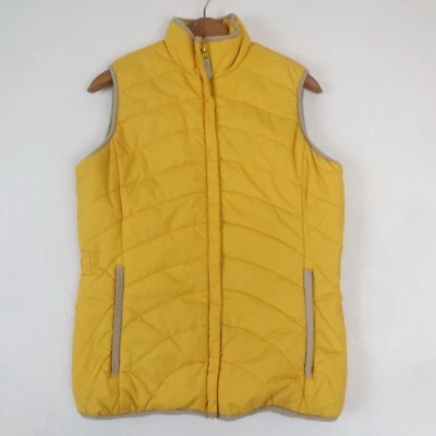 Lands End Quilted Puffer Vest Youth Girls XL 16 Yellow Fleece Lined Full Zip - Image 1 of 4