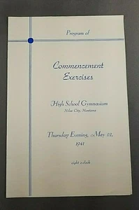 1941 Custer County programma di inizio laurea scuola superiore Miles City MT - Foto 1 di 3