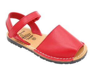 Kid's Sandals Girl's Boy's Leather Summer Shoes flat Avarca Menorquina red white - Picture 1 of 29