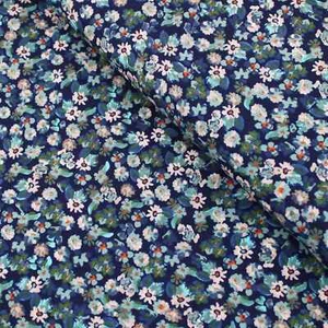 Floral Turquoise Ocean Viscose Challis Light Breathable Dressmaking Women Fabric - Picture 1 of 7