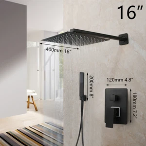 Juego de sistema de grifo de ducha negro mate + Cabezal de ducha de 16 "y grifo mezclador de válvula de control - Imagen 1 de 12