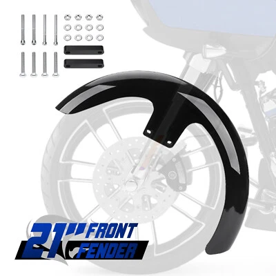 Vivid Black 21" Wrap Front Fender For Harley Davidson Touring Custom Baggers - Imagem 1 de 4