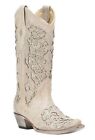 New Corral Women's A3322 White Crystals & Glitter Western Leather Boots 9 M