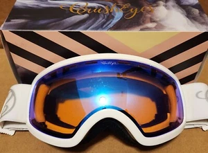 CrushEyes Snack Pack Women's Snow Goggles White Frame, Rose Blue Mirror Lens - Imagen 1 de 2