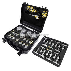 Hydraulic Pressure Test Kit 5 Gauges 13 Test Couplings 5 Test Hoses with Case - Picture 1 of 9