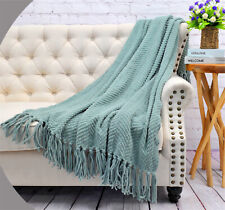 50 x 60" Silver Blue Soft Throw Blanket for Bed Sofa Couch Chair Knitted Blanket