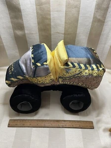 2016 Monster Jam Truck Earth Shaker 15" Plush Stuffed Dump Truck Yellow Pillow  - Picture 1 of 4