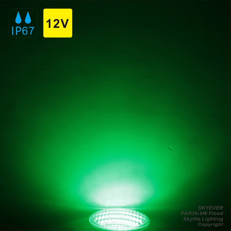 Green Light PAR36 LED Landscape Lamp 9W 12V,Waterproof,For bush/lawn/outdoor - Image 1 of 4