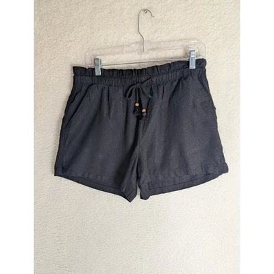 NUEVO Pantalones Cortos Hang Ten Mujer Medianos Mezcla de Lino Verano Negro Ligero Foto 1 de 4