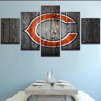 Chicago Bears NFL Equipo Deportivo de Fútbol Americano 5 Piezas Panel Lienzo Arte de Pared 4 Foto 1 de 3