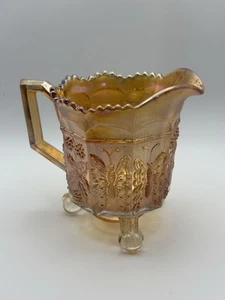 Vintage Fenton Butterfly Marigold Carnival Glass Creamer Sugar Bowl | S101 - Picture 1 of 6
