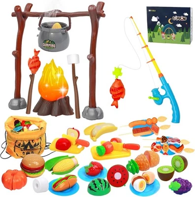 Juguetes de camping para niños, juego de camping Mitcien incluye fingir fogata jugar comida frutas Foto 1 de 4