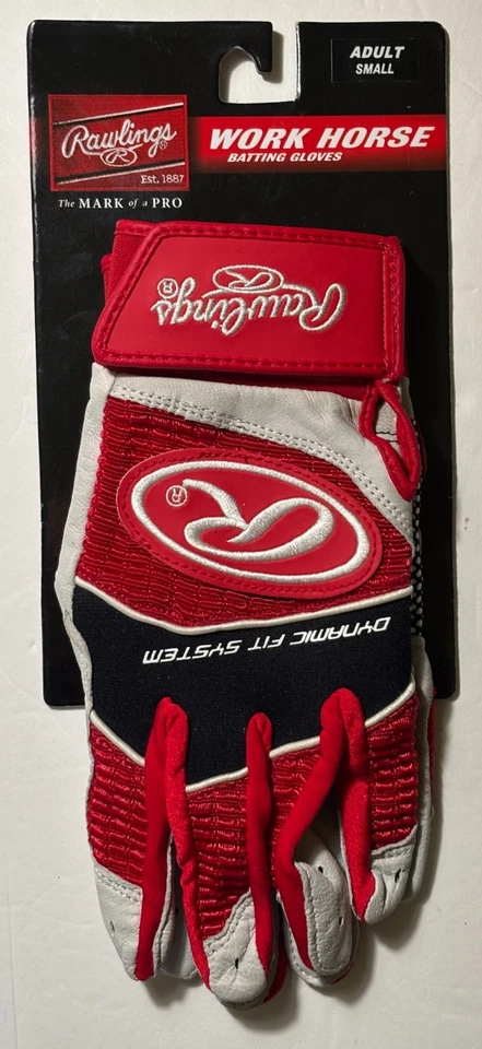 RAWLINGS WORKHORSE BATTING GLOVE PAIR MODEL WH950BG ADULT SMALL RED - Image 1 of 4