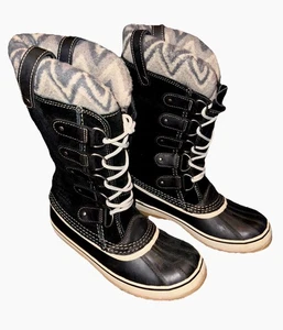 Sorel Joan Of Arctic Knit II Winterstiefel Wildleder wasserdicht Damen 9 schwarz - Bild 1 von 11
