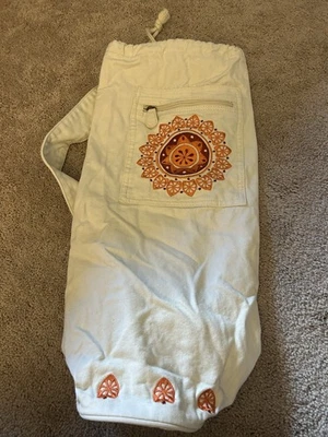 Yoga Mat Bag 100% Organic Cotton Green Mandala Plant Pattern - Image 1 of 4