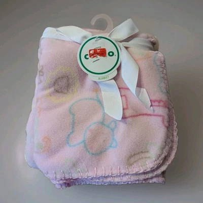 Vintage 2007 Circo Baby Pink Fleece Blanket Animals Giraffe Elephant Hippo Lovey - Image 1 of 4