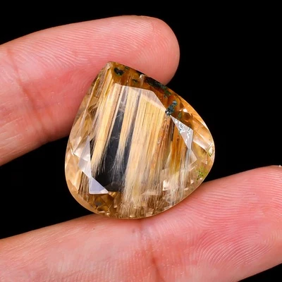 Piedra preciosa de cuarzo facetado rutilo dorado en forma de corazón 29 quilates 23X22X11 mm natural Foto 1 de 4